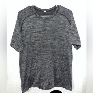 Lululemon black and white striped short sleeve workout shirt